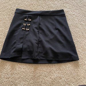 Pin Detail Asymmetrical Hem Skirt